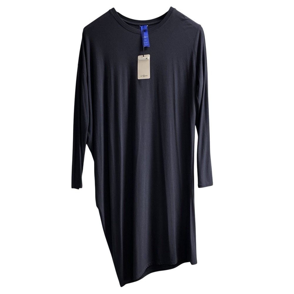 Kit Ace Wave Dress Women‎ 10 Blue Modal Cashmere Blend Asymmetrical Midi Comfort